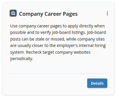 Screenshot of an Opportunity Workspace sourcing channel card for tracking job boards and other search sources.